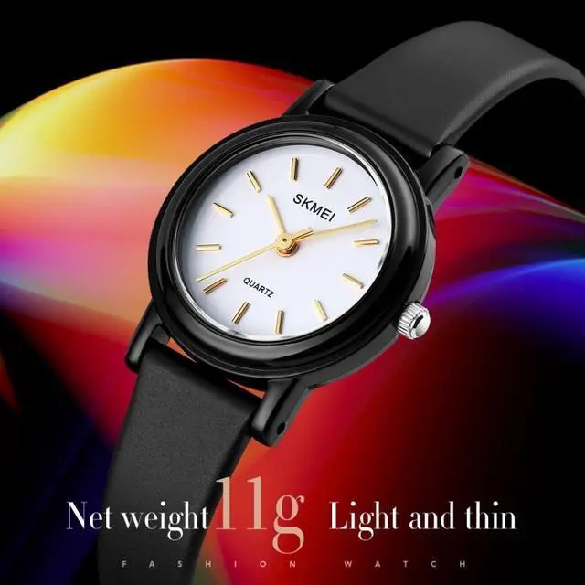 Alt view image 4 of 7 - SKMEI 1659 Thin PU Leather Strap Small Dial Quartz Watch for Ladies (Black Shell Constellation Type)