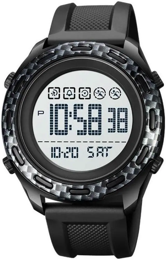 Main image of SKMEI 1872 Stainless Steel Buckle PU Strap Waterproof Electronic Watch, Dial:White (Carbon Brazing)