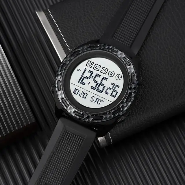 Alt view image 4 of 7 - SKMEI 1872 Stainless Steel Buckle PU Strap Waterproof Electronic Watch, Dial:White (Carbon Brazing)