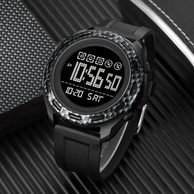 Alt view image 5 of 7 - SKMEI 1872 Stainless Steel Buckle PU Strap Waterproof Electronic Watch, Dial:White (Carbon Brazing)