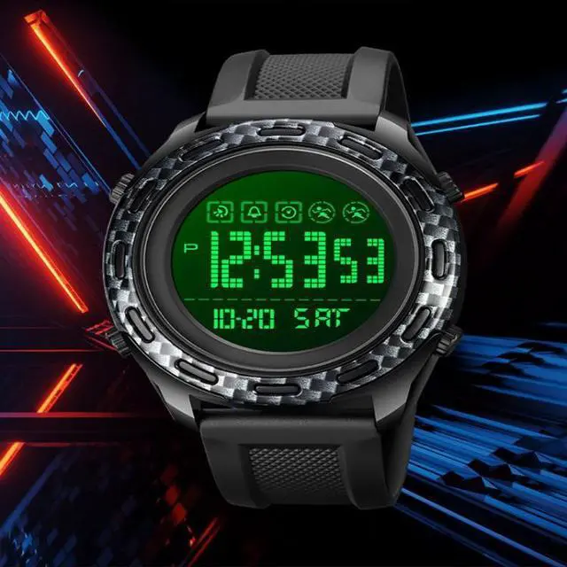 Alt view image 6 of 7 - SKMEI 1872 Stainless Steel Buckle PU Strap Waterproof Electronic Watch, Dial:White (Carbon Brazing)