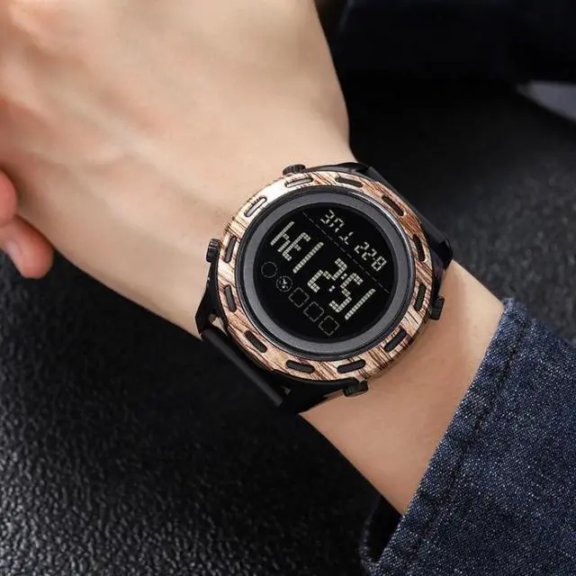 Alt view image 7 of 7 - SKMEI 1872 Stainless Steel Buckle PU Strap Waterproof Electronic Watch, Dial:White (Carbon Brazing)