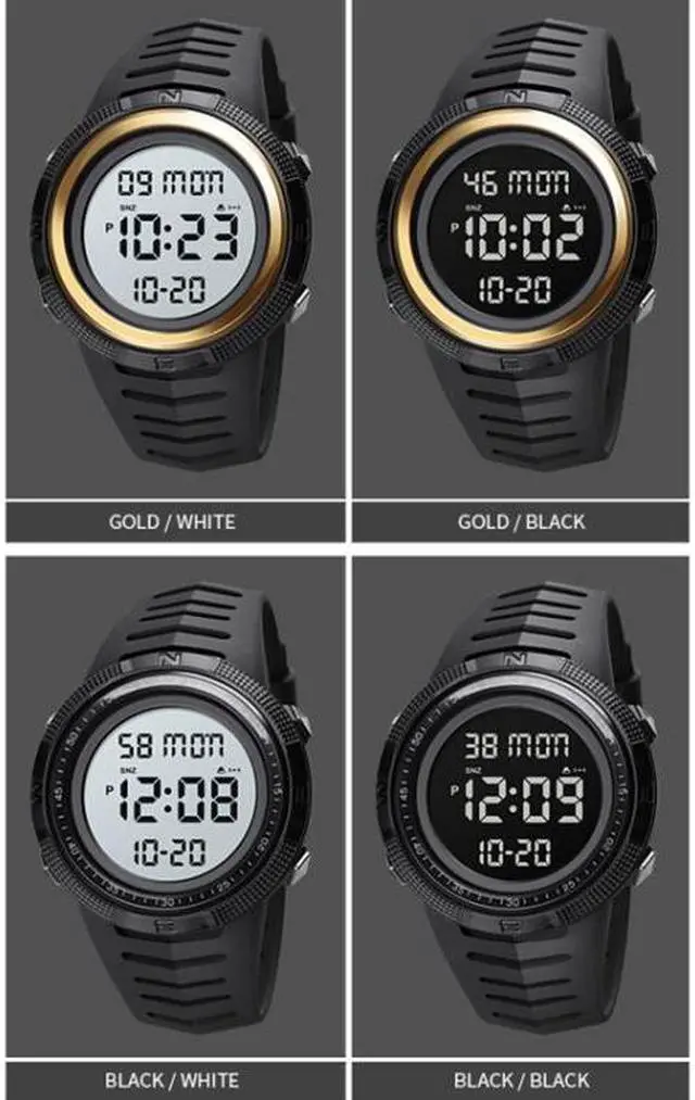 Alt view image 2 of 7 - SKMEI 1632 Dual Time Display Luminous Electronic Watch, Support Alarm Clock (Golden White)