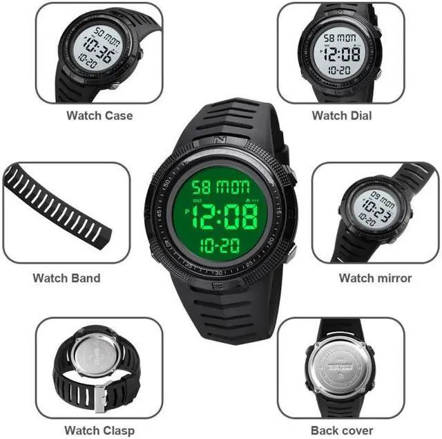 Alt view image 4 of 7 - SKMEI 1632 Dual Time Display Luminous Electronic Watch, Support Alarm Clock (Golden White)