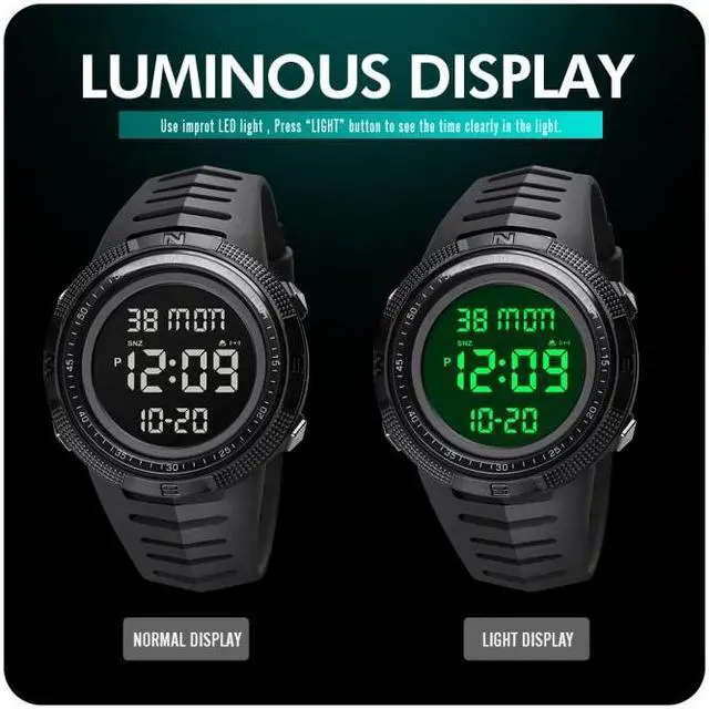 Alt view image 7 of 7 - SKMEI 1632 Dual Time Display Luminous Electronic Watch, Support Alarm Clock (Golden White)