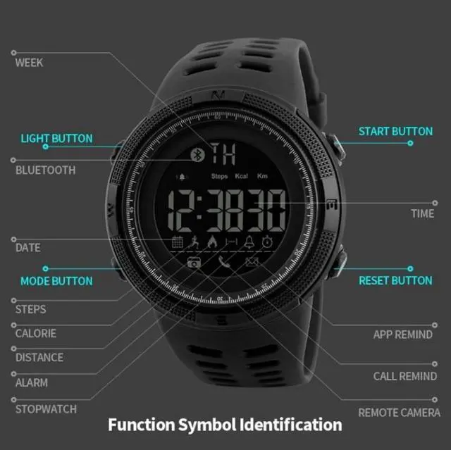 Alt view image 2 of 7 - SKMEI 1250 Men Outdoor Waterproof Sports Digital Watch Multi-Function Watch (Gold/Red)