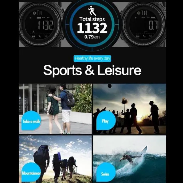 Alt view image 4 of 7 - SKMEI 1250 Men Outdoor Waterproof Sports Digital Watch Multi-Function Watch (Gold/Red)
