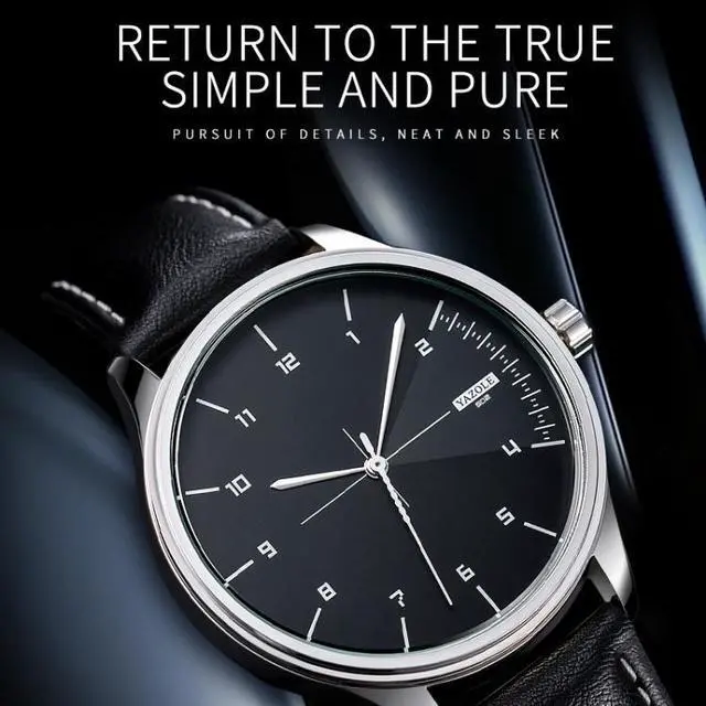 Alt view image 5 of 7 - YAZOLE 502 Arabic Numerals Men Business Watch Fashion Quartz Watch (Silver Shell Black Tray Brown Belt)