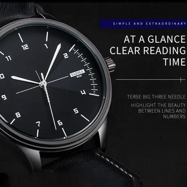 Alt view image 6 of 7 - YAZOLE 502 Arabic Numerals Men Business Watch Fashion Quartz Watch (Silver Shell Black Tray Brown Belt)