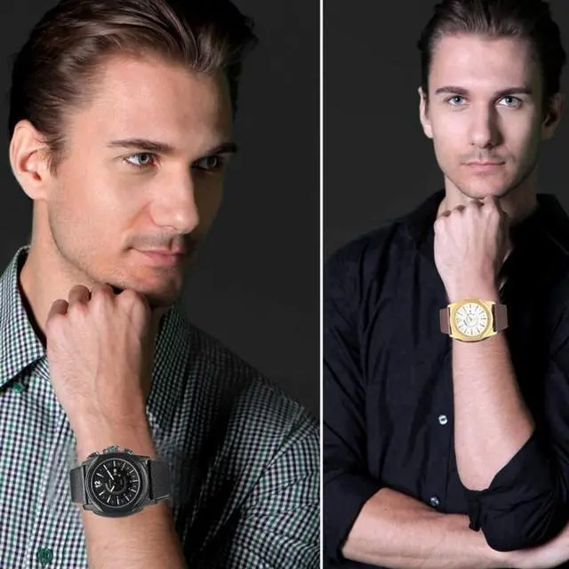 Alt view image 6 of 6 - CAGARNY 6838(1) Fashionable Quartz Wrist Watch with Leather Band for Men(Black Window White Scale)