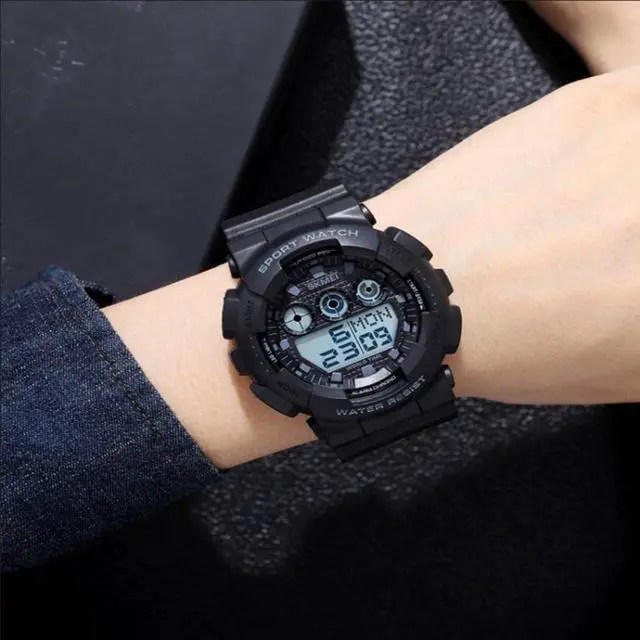 Alt view image 2 of 7 - SKMEI 1857 Stainless Steel Buckle PU Strap Waterproof Electronic Watch (Red)