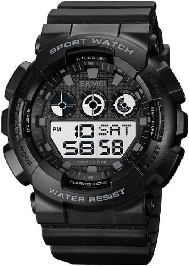 Main image of SKMEI 1857 Stainless Steel Buckle PU Strap Waterproof Electronic Watch (Black and White)