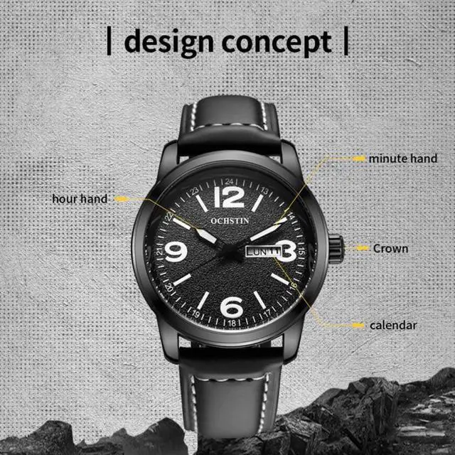 Alt view image 3 of 7 - Ochstin 6047B Business Style Quartz Men Leather Watch (Coffee+Coffee)