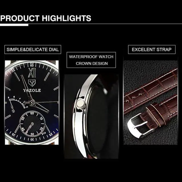 Alt view image 2 of 7 - YAZOLE Men Business Quartz Watch (311 Black Tray Black Belt)
