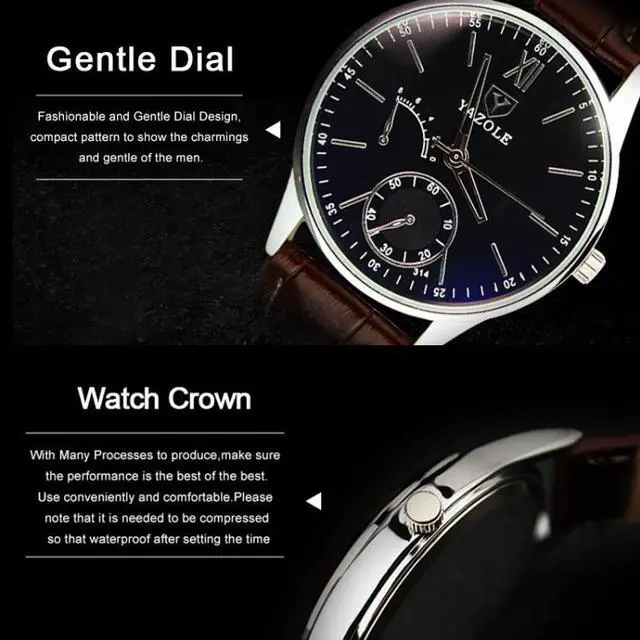 Alt view image 3 of 7 - YAZOLE Men Business Quartz Watch (311 Black Tray Black Belt)
