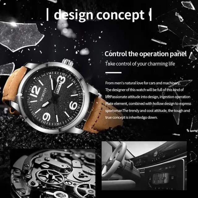 Alt view image 4 of 7 - Ochstin 6047B Business Style Quartz Men Leather Watch (Coffee+Coffee)