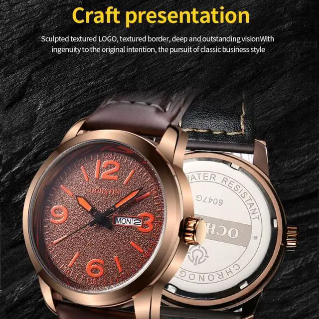 Alt view image 6 of 7 - Ochstin 6047B Business Style Quartz Men Leather Watch (Coffee+Coffee)