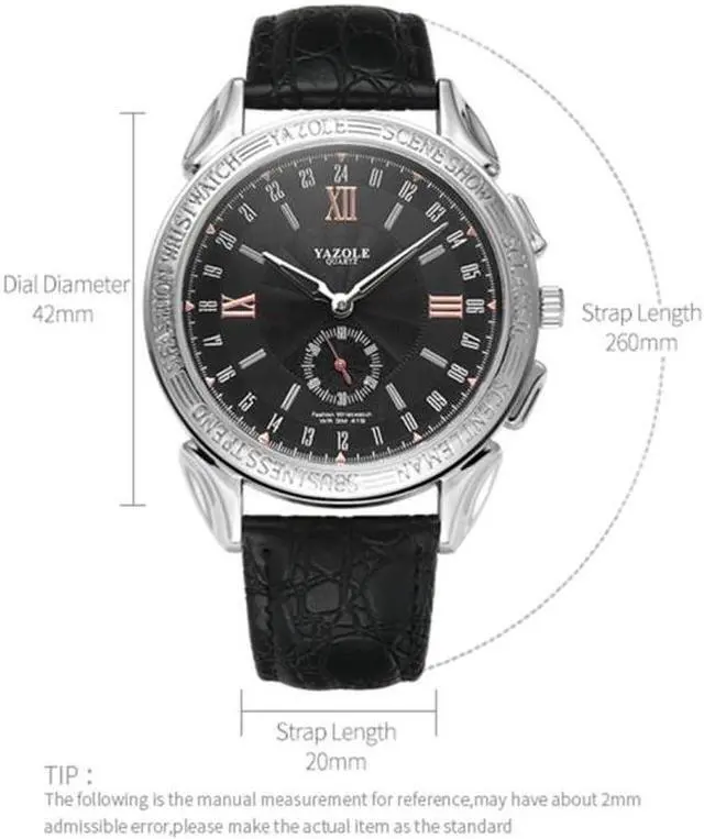 Alt view image 4 of 7 - 419 YAZOLE Men Fashion Business Leather Band Quartz Wrist Watch (Style 1)