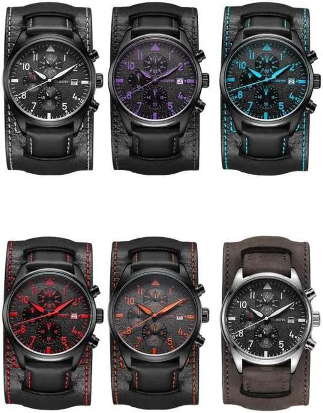 Alt view image 6 of 6 - Ochstin 7227 Multifunctional Business Leather Wrist Wrist Waterproof Quartz Watch (Black+Black)