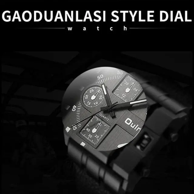 Alt view image 5 of 7 - Oulm 3364 Men Square Dial Leather Belt Quartz Watch 3364 Red (Red)