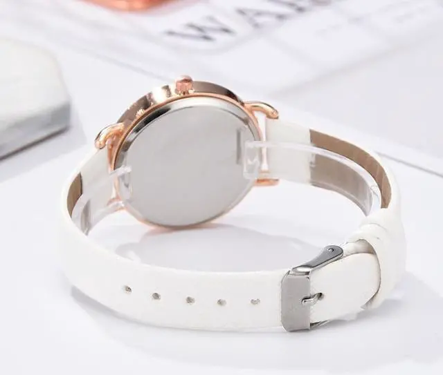 Alt view image 3 of 5 - Ladies Moon Pattern Dial PU Strap Quartz Watch, Color: White, Size:White