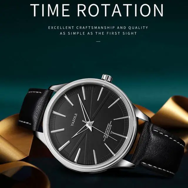 Alt view image 6 of 7 - YAZOLE 512 Casual Quartz Men Watch (Silver Shell White Tray Brown Belt)