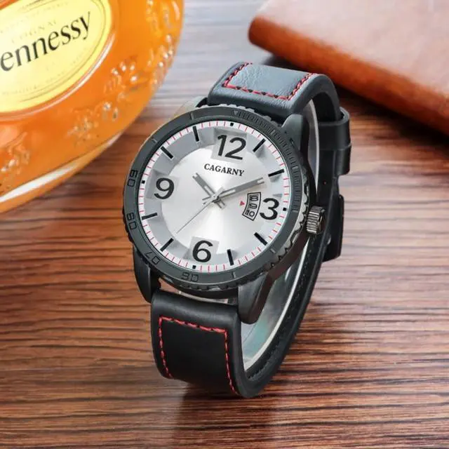 Alt view image 3 of 7 - CAGARNY 9857 Fashion Quartz Movement Wrist Watch with Leather Band (Brown)