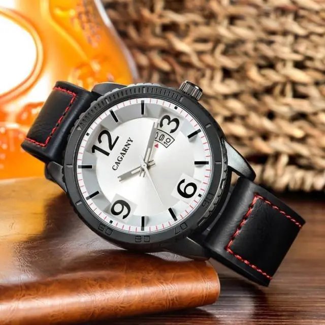 Alt view image 4 of 7 - CAGARNY 9857 Fashion Quartz Movement Wrist Watch with Leather Band (Brown)