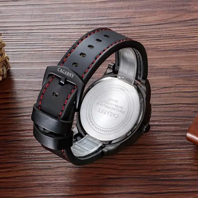 Alt view image 6 of 7 - CAGARNY 9857 Fashion Quartz Movement Wrist Watch with Leather Band (Brown)