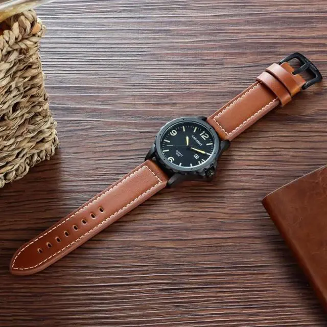 Alt view image 5 of 7 - CAGARNY 6856 Fashion Quartz Movement Wrist Watch with Leather Band (Black)