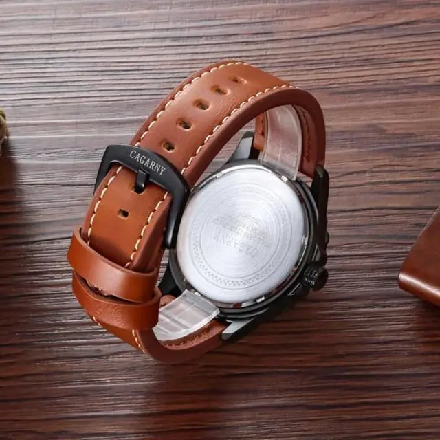Alt view image 6 of 7 - CAGARNY 6856 Fashion Quartz Movement Wrist Watch with Leather Band (Black)