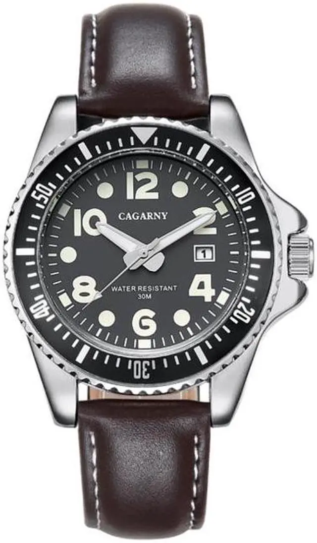 Main image of CAGARNY 6863 Fashion Waterproof Quartz Movement Wrist Watch with Leather Band (Coffee)