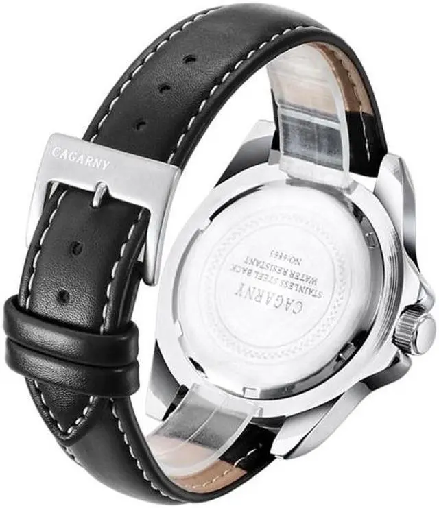 Alt view image 4 of 7 - CAGARNY 6863 Fashion Waterproof Quartz Movement Wrist Watch with Leather Band (Coffee)