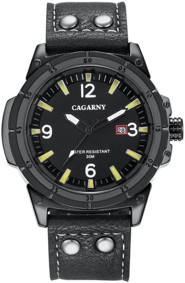 Main image of CAGARNY 6853 Fashion Waterproof Quartz Movement Wrist Watch with Leather Band (Style 2)