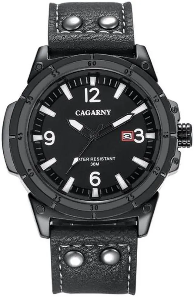 Alt view image 2 of 7 - CAGARNY 6853 Fashion Waterproof Quartz Movement Wrist Watch with Leather Band (Style 2)