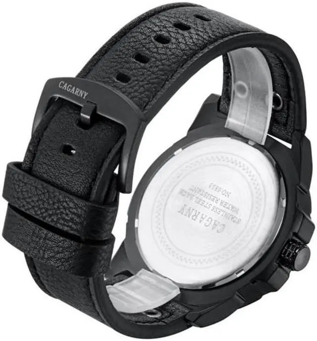 Alt view image 3 of 7 - CAGARNY 6853 Fashion Waterproof Quartz Movement Wrist Watch with Leather Band (Style 2)