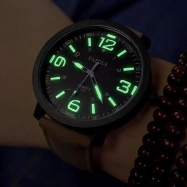 Alt view image 4 of 4 - 319 YAZOLE Men Fashion Luminous Business Leather Band Quartz Wrist Watch (Black)