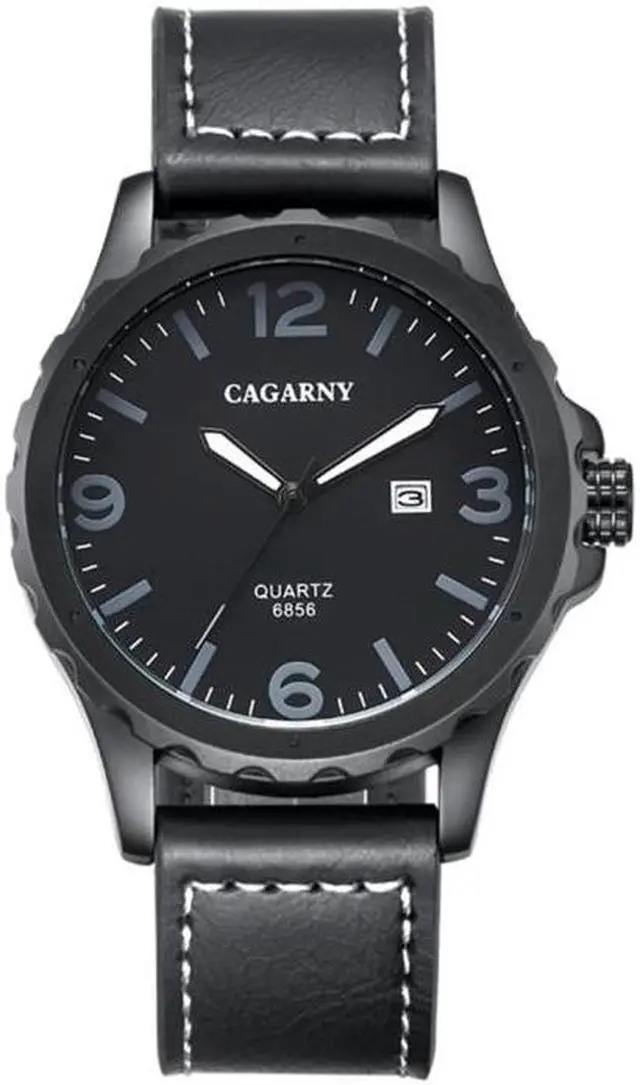 Alt view image 2 of 7 - CAGARNY 6856 Fashion Quartz Movement Wrist Watch with Leather Band (Black)