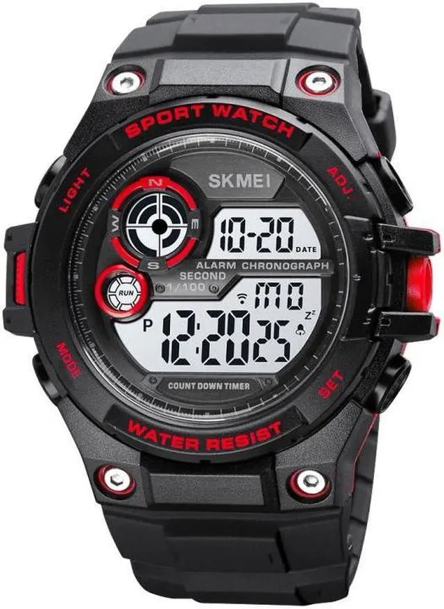 Main image of SKMEI 1759 Dual Time Digital Display Waterproof PU Leather Strap Luminous Electronic Watch (Red)