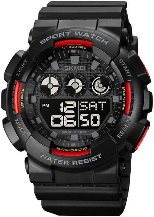 Main image of SKMEI 1857 Stainless Steel Buckle PU Strap Waterproof Electronic Watch (Red)
