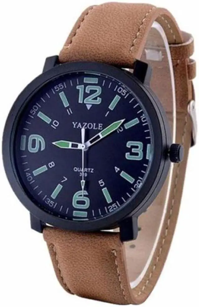 Main image of 319 YAZOLE Men Fashion Luminous Business Leather Band Quartz Wrist Watch (Black)