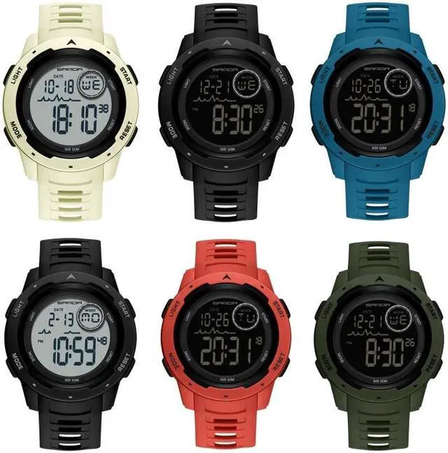 Alt view image 2 of 7 - SANDA 2125 Luminous Waterproof Dual Display Electronic Watch (Red)