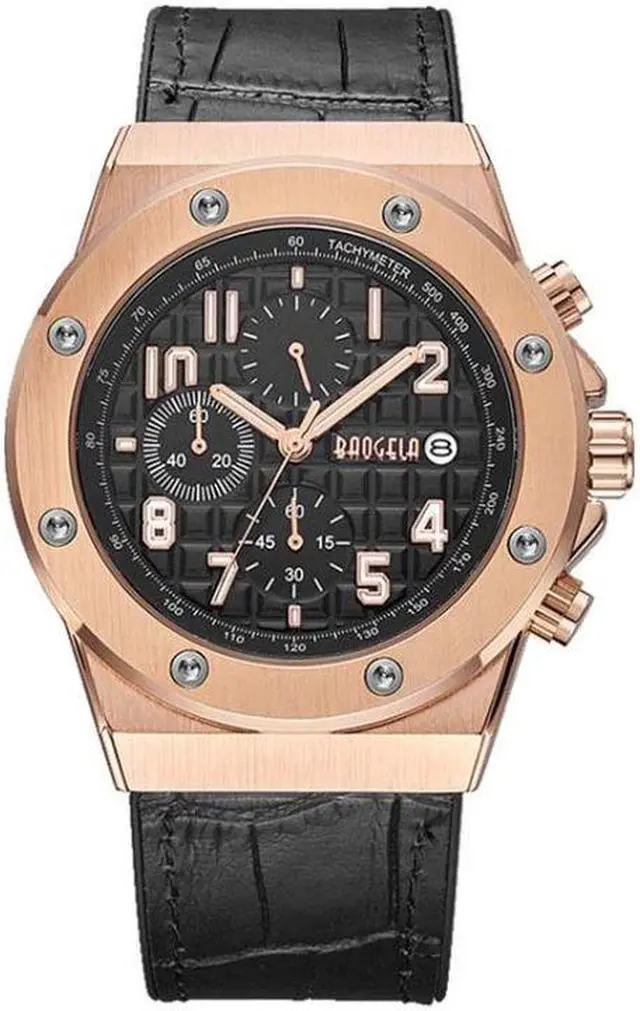 Main image of BAOGELA 1805 Sports Quartz Men Watch Luminous Silicone Watch (Rose Shell Black Surface)