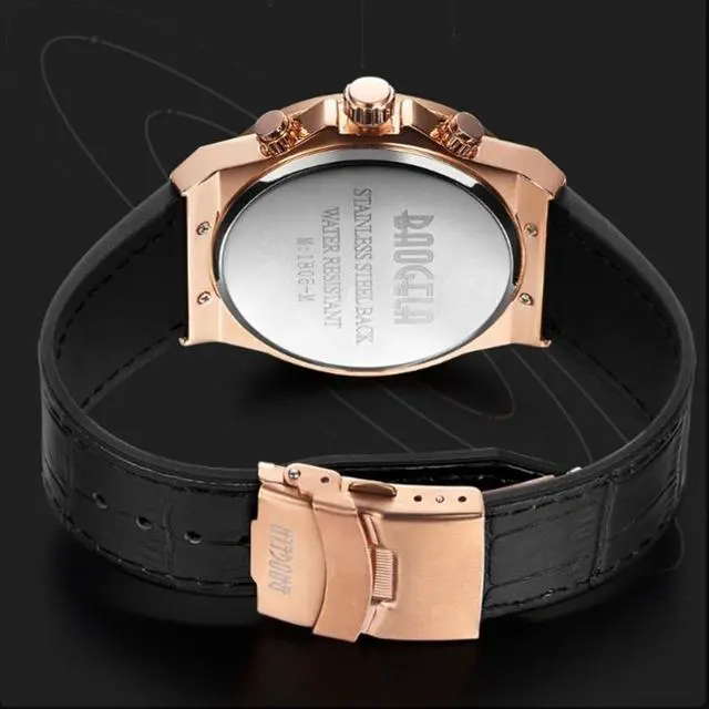 Alt view image 4 of 7 - BAOGELA 1805 Sports Quartz Men Watch Luminous Silicone Watch (Rose Shell Black Surface)