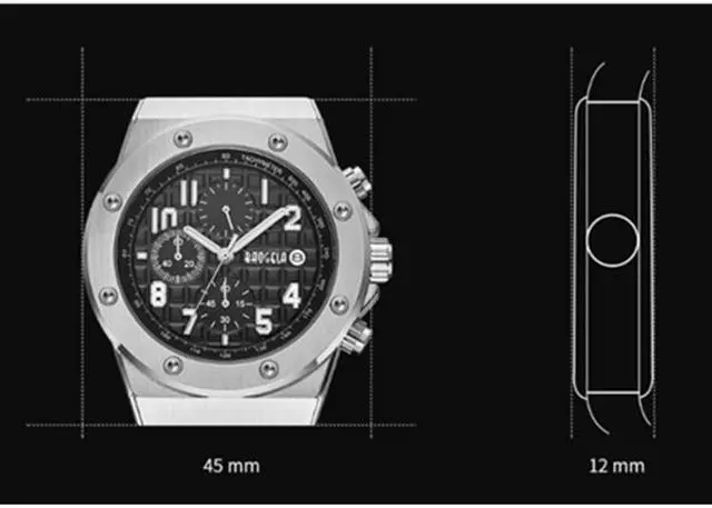 Alt view image 5 of 7 - BAOGELA 1805 Sports Quartz Men Watch Luminous Silicone Watch (Rose Shell Black Surface)