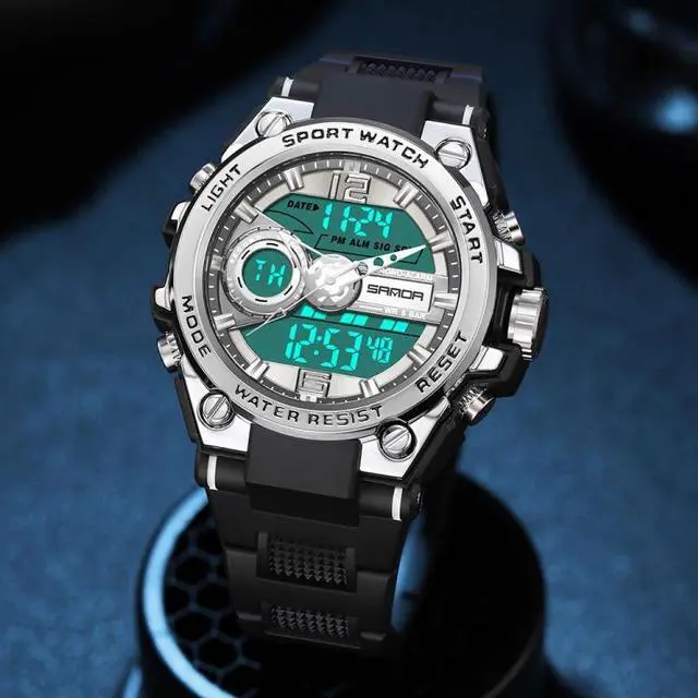 Alt view image 3 of 7 - SANDA 6092 Luminous Dual Time Display Waterproof Sports Watch