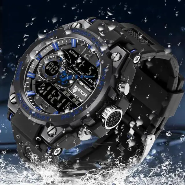 Alt view image 4 of 7 - SANDA 6092 Luminous Dual Time Display Waterproof Sports Watch