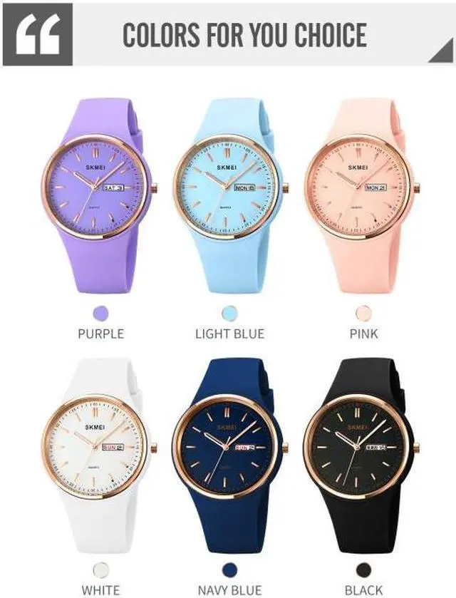 Alt view image 2 of 7 - SKMEI 1747 Simple Bar scale Dial Silicone Strap Quartz Watch for Ladies (Navy Blue)