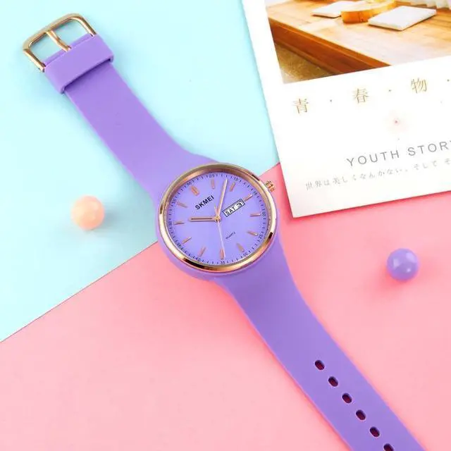Alt view image 3 of 7 - SKMEI 1747 Simple Bar scale Dial Silicone Strap Quartz Watch for Ladies (Navy Blue)