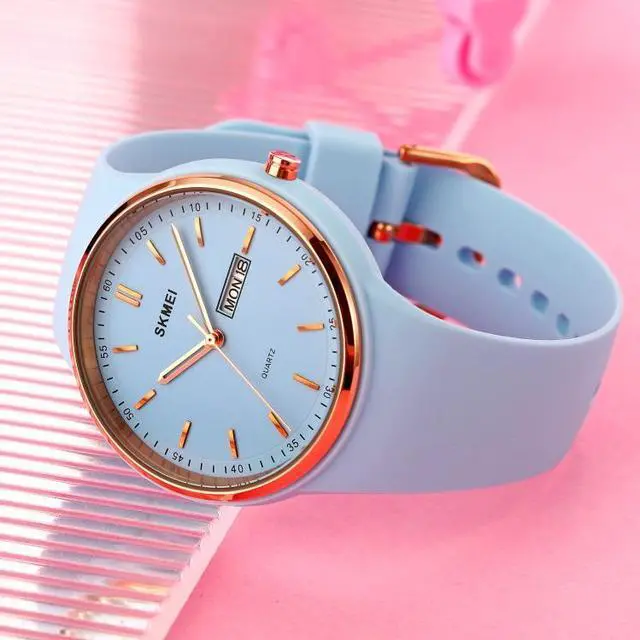 Alt view image 4 of 7 - SKMEI 1747 Simple Bar scale Dial Silicone Strap Quartz Watch for Ladies (Navy Blue)
